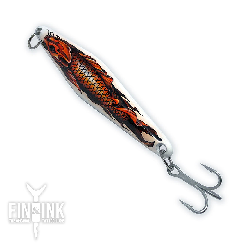 Fin & Ink Tattoo Lures  The Koi - Red on White - Surface Iron