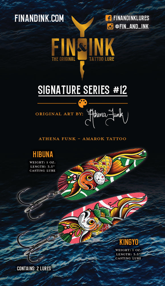Artist Signature Set #12 - Athena Funk - 2 Lures -  The Shiawase Twins:  Kingyo & Hibuna