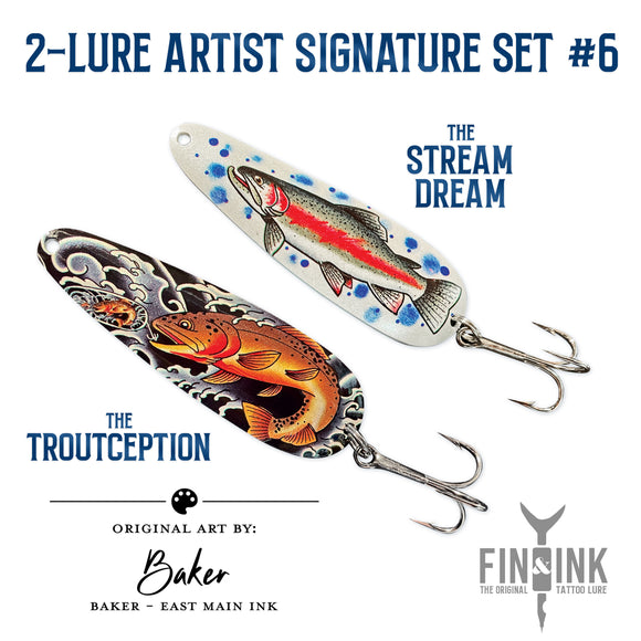 Artist Signature Set #6 - Baker - 2 Lures - The Troutception & The Stream Dream