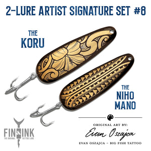 Artist Signature Set #8 - Evan Oszajca - 2 Lures - The Niho Mano & The Koru